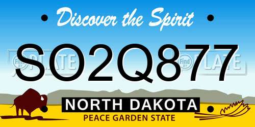 SO2Q877 North Dakota License Plate