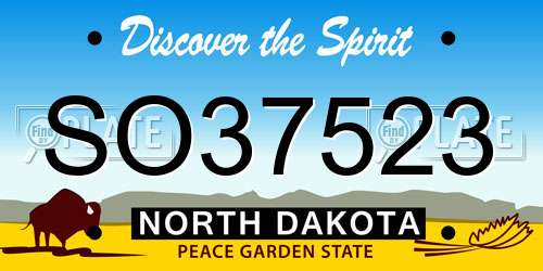 SO37523 North Dakota License Plate