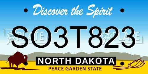 SO3T823 North Dakota License Plate
