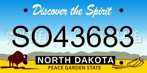 SO43683 North Dakota License Plate