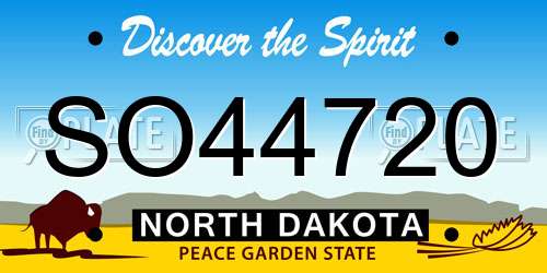 SO44720 North Dakota License Plate