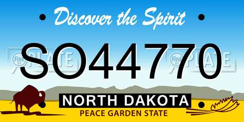 SO44770 North Dakota License Plate