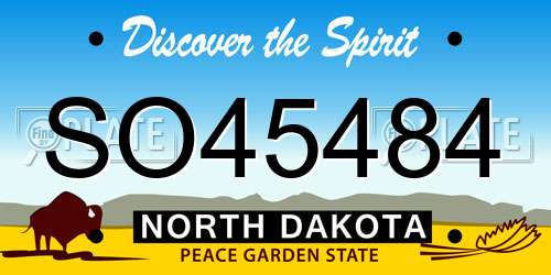 SO45484 North Dakota License Plate