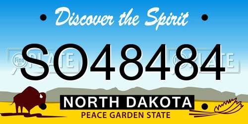 SO48484 North Dakota License Plate