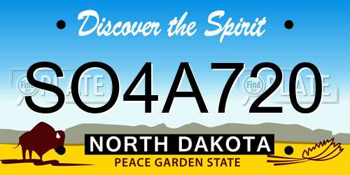SO4A720 North Dakota License Plate