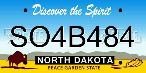 SO4B484 North Dakota License Plate