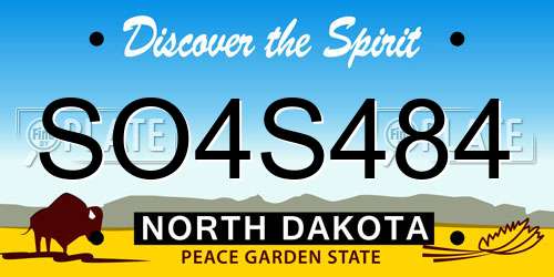 SO4S484 North Dakota License Plate