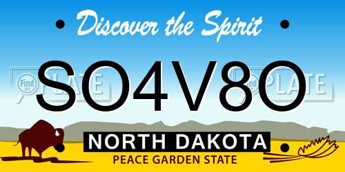 SO4V8O North Dakota License Plate
