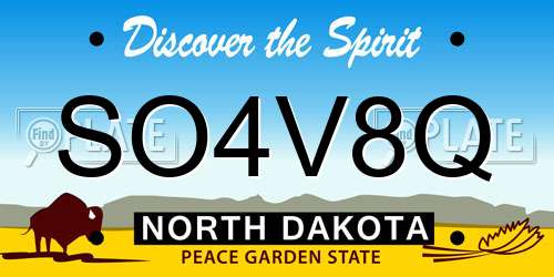 SO4V8Q North Dakota License Plate