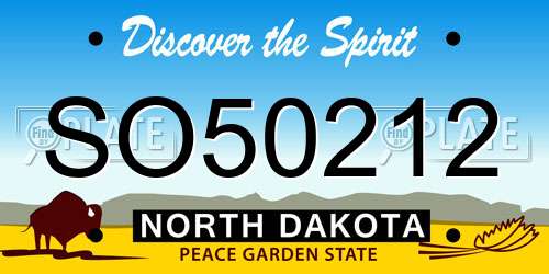 SO50212 North Dakota License Plate