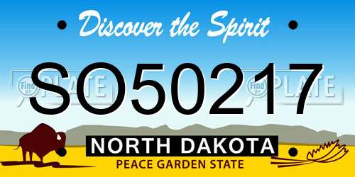 SO50217 North Dakota License Plate