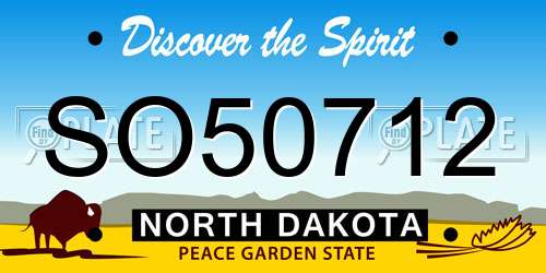 SO50712 North Dakota License Plate