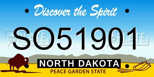 SO51901 North Dakota License Plate