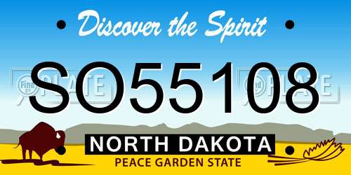 SO55108 North Dakota License Plate