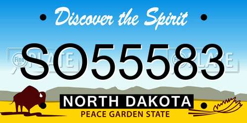 SO55583 North Dakota License Plate