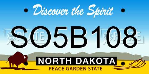 SO5B108 North Dakota License Plate