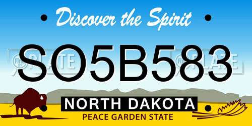 SO5B583 North Dakota License Plate
