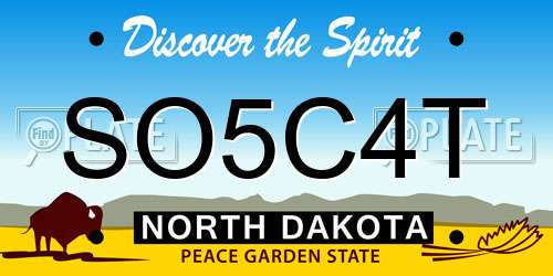SO5C4T North Dakota License Plate