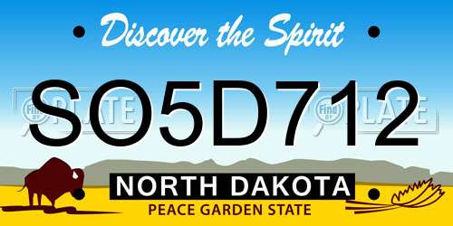 SO5D712 North Dakota License Plate