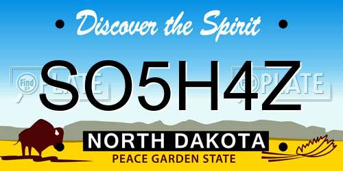 SO5H4Z North Dakota License Plate