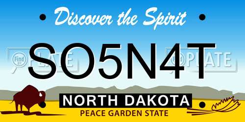 SO5N4T North Dakota License Plate