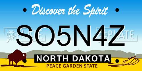 SO5N4Z North Dakota License Plate