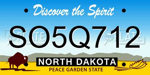 SO5Q712 North Dakota License Plate