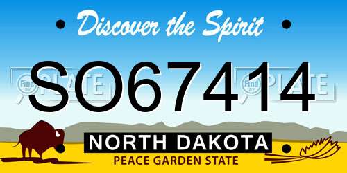 SO67414 North Dakota License Plate