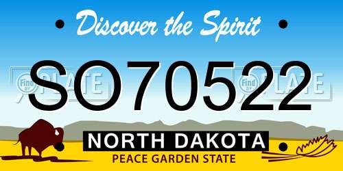 SO70522 North Dakota License Plate