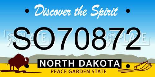 SO70872 North Dakota License Plate