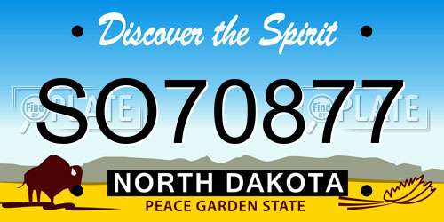 SO70877 North Dakota License Plate
