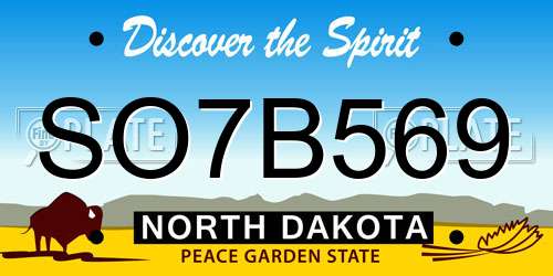 SO7B569 North Dakota License Plate