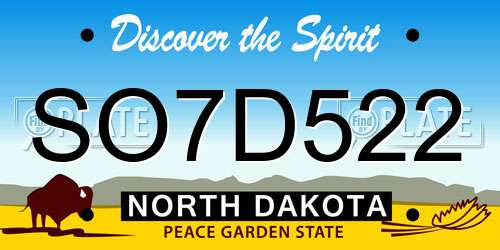 SO7D522 North Dakota License Plate