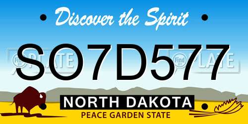 SO7D577 North Dakota License Plate