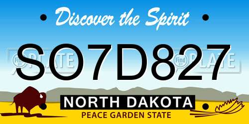 SO7D827 North Dakota License Plate