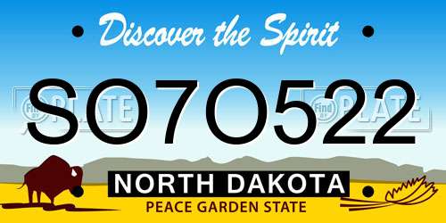 SO7O522 North Dakota License Plate