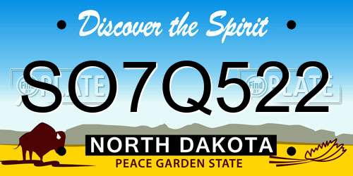 SO7Q522 North Dakota License Plate