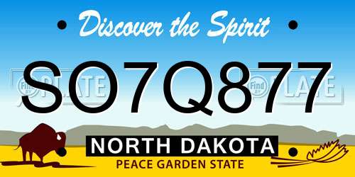 SO7Q877 North Dakota License Plate