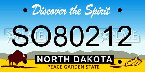 SO80212 North Dakota License Plate