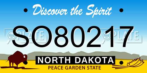 SO80217 North Dakota License Plate