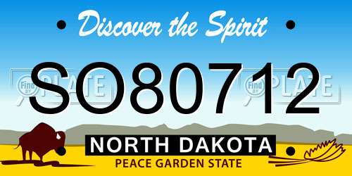 SO80712 North Dakota License Plate