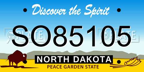 SO85105 North Dakota License Plate