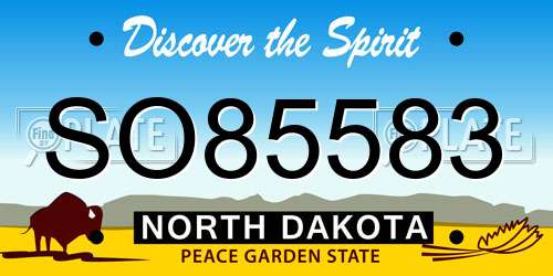 SO85583 North Dakota License Plate