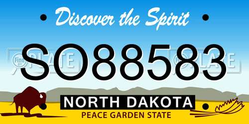 SO88583 North Dakota License Plate