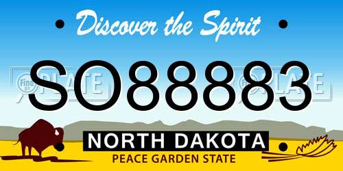 SO88883 North Dakota License Plate
