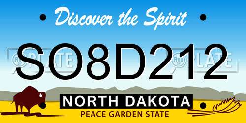SO8D212 North Dakota License Plate