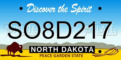 SO8D217 North Dakota License Plate