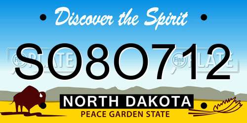 SO8O712 North Dakota License Plate