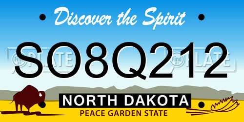 SO8Q212 North Dakota License Plate