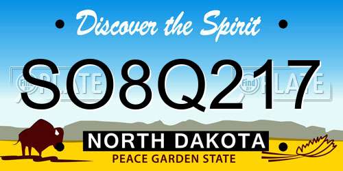 SO8Q217 North Dakota License Plate